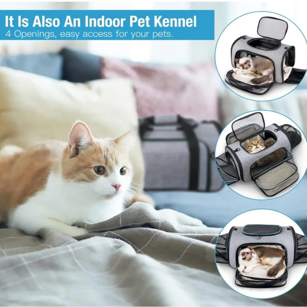 Siivton Pet Carrier Airline Approved, 4 Sides Expandable Cat Carrier Bag